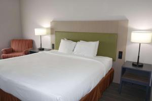 una habitación de hotel con una cama grande y una silla en Country Inn & Suites by Radisson, Round Rock, TX, en Round Rock