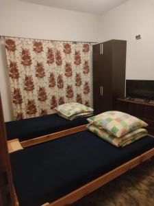 a bed with two pillows on it in a room at Alfa 2 apartament 3 in Bystra