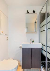 a bathroom with a sink and a toilet at Vitaflow logies in Koksijde