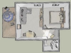 a drawing of a floor plan of a room at Muschelsucher - Sünnenkieker WE10 - ABC250 in Beckerwitz