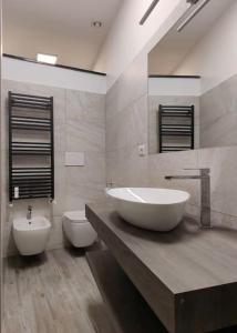 ein Badezimmer mit einem großen Waschbecken und einem WC in der Unterkunft De Angeli District in Mailand