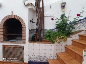 un edificio con un horno de pizza en la pared en Casa Luciíta: Agradable con chimenea, patio y BBQ. en Ojén