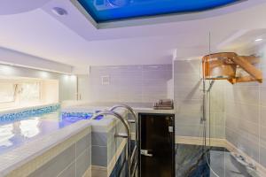a bathroom with a swimming pool and a shower at Luxury Apartment with Pool and Hammam in Kyiv