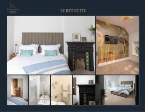 a collage of four pictures of a bedroom at Market Slip House in Kilkenny