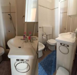 een badkamer met een witte wastafel en een toilet bij Appartamento da Raffaella CIR O12133 CNI OOO39 in Varese