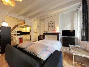 ein Schlafzimmer mit einem großen Bett und einem Sofa in der Unterkunft Le Vogue - 4-6p - hypercentre-metro in Toulouse