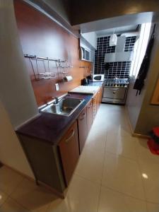 una grande cucina con lavandino e piano cottura di Playa Grande a Mar del Plata Altre 3 foto