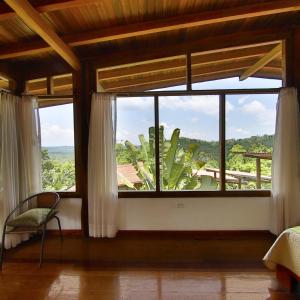 um quarto com uma grande janela com uma planta em Apu Napo Lodge & Reserve em Mondaña