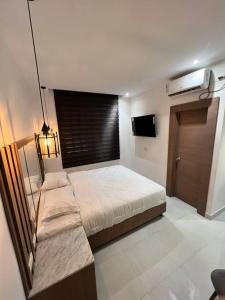 - une chambre avec un grand lit et une télévision dans l'établissement NOVAPARK ILANES, à Guayaquil