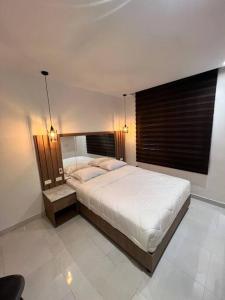 a bedroom with a large bed and a window at NOVAPARK ILANES in Guayaquil