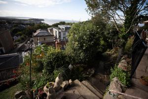 a view of a garden from a house at Mount Lebanon in Clevedon