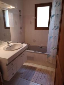 ein Badezimmer mit einem Waschbecken und einer Badewanne in der Unterkunft maison le Rossignol in Châtillon-en-Diois
