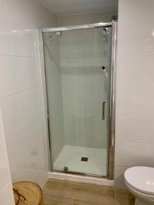 een douchecabine in een badkamer met een toilet bij Estudio Puerto Deportivo Marbella in Marbella