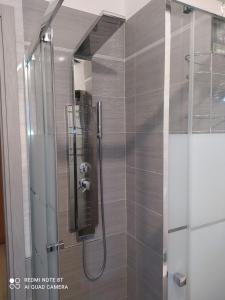 eine Dusche mit Glastür im Bad in der Unterkunft Gioiello a Torino in Turin