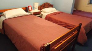 dos camas sentadas una al lado de la otra en una habitación en Hostal San Valentín en Concepción
