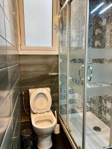 a small bathroom with a toilet and a shower at Bonito apartamento en zona centrica de Barcelona in Barcelona