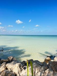 a view of the ocean from a beach with rocks at Atenea Holbox in Holbox Island