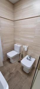 La salle de bains est pourvue de toilettes et d'un lavabo. dans l'établissement Gavilanes 2 TOLEDO, à Tolède