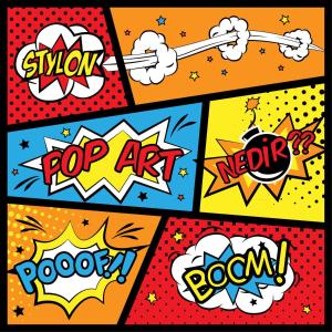 un conjunto de cómics de arte pop con burbujas de habla en Arc House Pop Art, en Madrid