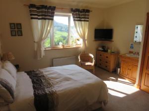 a bedroom with a bed and a window at Heulwen Guest House in Dolgellau