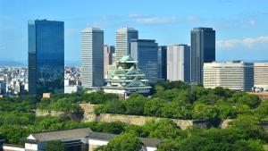 a view of a city skyline with tall buildings at Toyoko Inn Osaka Namba Nippombashi in Osaka