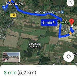 um mapa que mostra a localização aproximada de uma estrada em Domki Na Winnicy Zator Przeciszów em Przeciszów