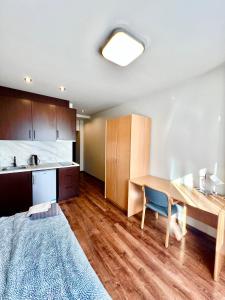 A kitchen or kitchenette at RVR Smart Apartments Riga with Self Check-In