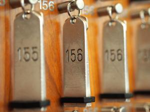 a row of metal tags with numbers on them at Haus Ohrbeck in Georgsmarienhütte
