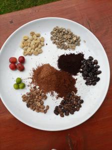 a plate with different types of nuts and spices at Agape House in Kisoro