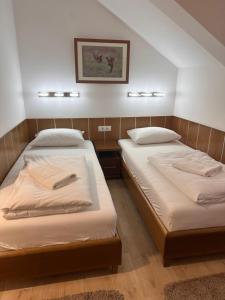 a room with two beds in a room with at Aqua terme Palic in Palić