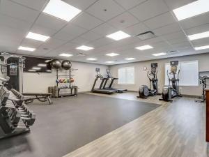 einen Fitnessraum mit mehreren Laufbändern und Trainingsgeräten in der Unterkunft Hampton Inn & Suites Cincinnati Midtown Rookwood in Cincinnati