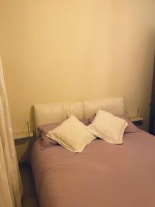 ein Bett mit zwei Kissen auf einem Zimmer in der Unterkunft Pretty Little Home in Mailand
