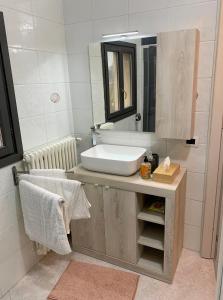 een badkamer met een wastafel en een spiegel bij Collecchio Mini House in Collecchio