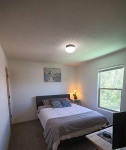 a bedroom with a large bed and a window at Home near Balloon Fiesta Park! in Albuquerque