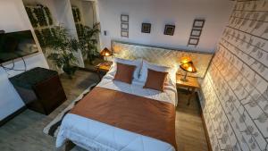 1 dormitorio con 1 cama grande en una habitación en Colours LGBTIQ Boutique Hotel & Hostal Coliving en San José