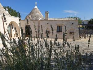 an old stone house with a straw roof at Trulli della Catena in Martina Franca