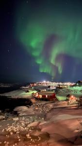 une image de l'aurore dansant dans le ciel dans l'établissement Jomsborg Ilulissat, à Ilulissat