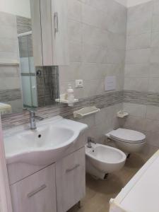 羅迪－加爾加尼科的住宿－case vacanze Rodi Garganico，白色的浴室设有水槽和卫生间。
