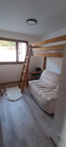 a bedroom with a bunk bed and a ladder at Spacieux appartement au pied des pistes in La Féclaz