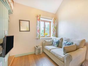 a living room with a couch and a tv at 1 Bed in Barnstaple 09090 in Umberleigh Bridge
