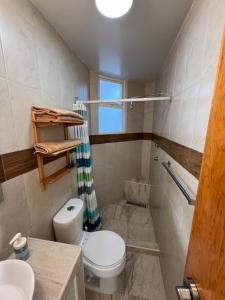a bathroom with a toilet and a shower at Privada 400 in Pachuca de Soto
