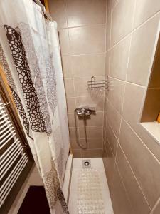 bagno con doccia e tenda doccia di Casa Lidija a Kupres