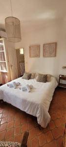 een slaapkamer met een groot wit bed in een kamer bij Le Petit Mas Rouge in Saint-Rémy-de-Provence