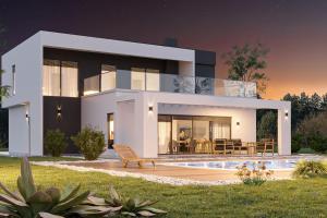 een modern huis met een zwembad ervoor bij New! Luxury Villa Epic 1 - 50 m2 pool, in Istria in Butkovići