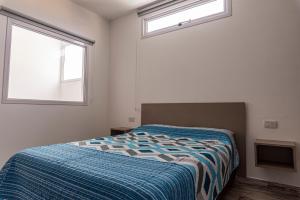 a bedroom with a bed and two windows at Altos del Verde 1 in San Salvador de Jujuy