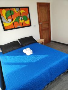 Tempat tidur dalam kamar di Apartamento vía a termales