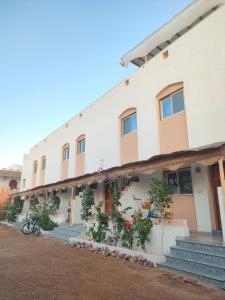 a building with stairs and plants in front of it at Al Deira Dahab Hotel in Dahab