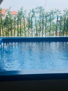 a swimming pool with palm trees in the background at บ้านพักการ์ฟิลด์ซีวิว&พูล เกาะล้าน in Ko Larn