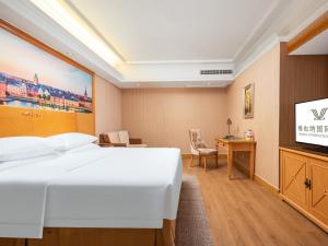 a hotel room with a bed and a tv at Vienna International Hotel Wuhan Jiefang Avenue in Wuhan