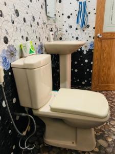 a bathroom with a toilet and a sink at Little Cottage in Ella